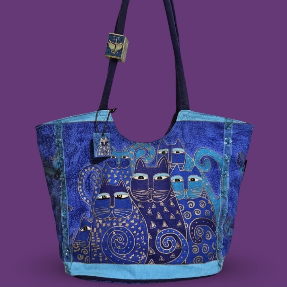 Laurel Burch Indigo Cats Scoop Tote